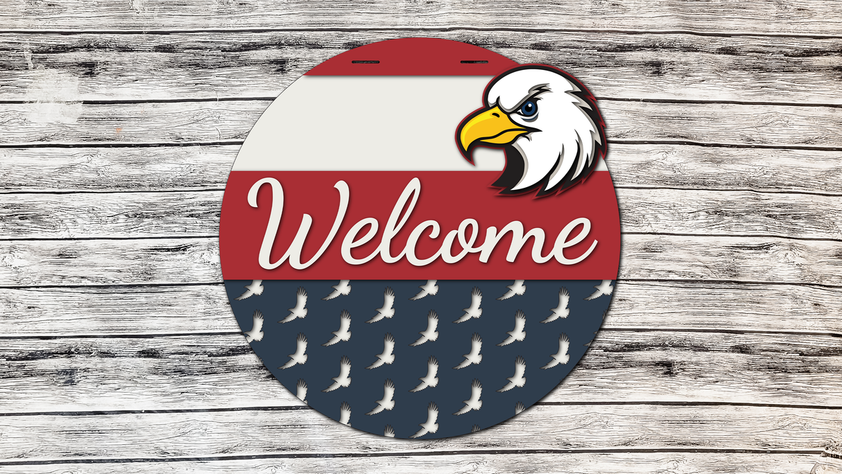 Welcome Bald Eagle Door Hanger - Lvl 2