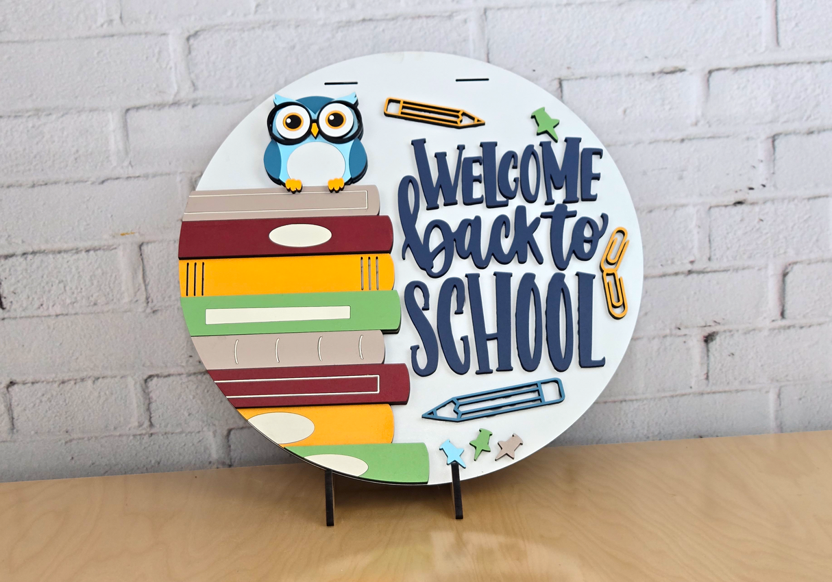 Welcome Back to School Owl Door Hanger