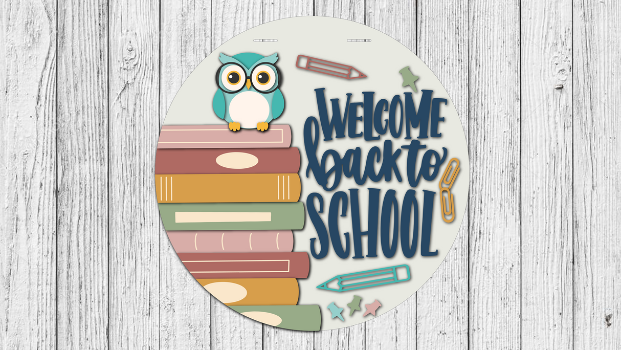 Welcome Back to School Owl Door Hanger SVG