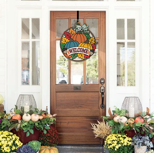 Welcome Fall Pumpkins Door Hanger - Finished