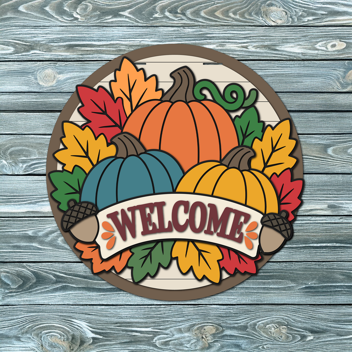 Welcome Fall Pumpkins Door Hanger SVG