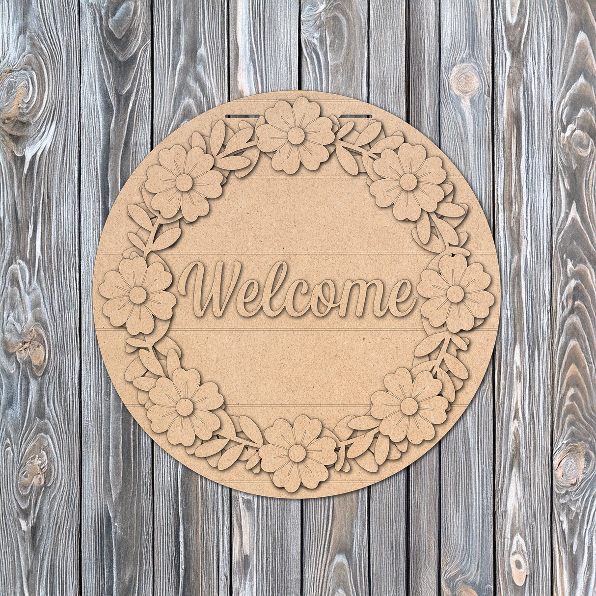 Welcome Flowers Wreath Door Hanger - DIY Unfinished Kit - Lvl 2