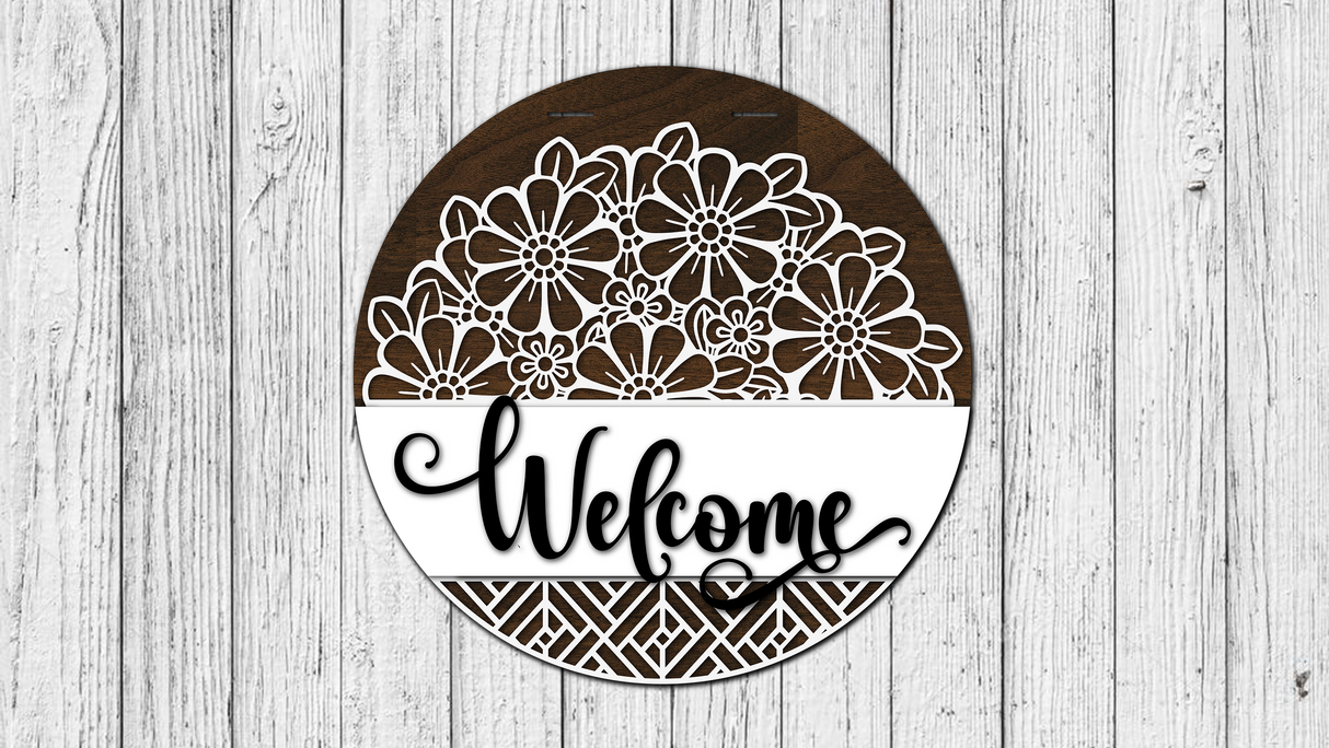 Welcome Interchangeable Top and Bottom Door Hanger - Finished
