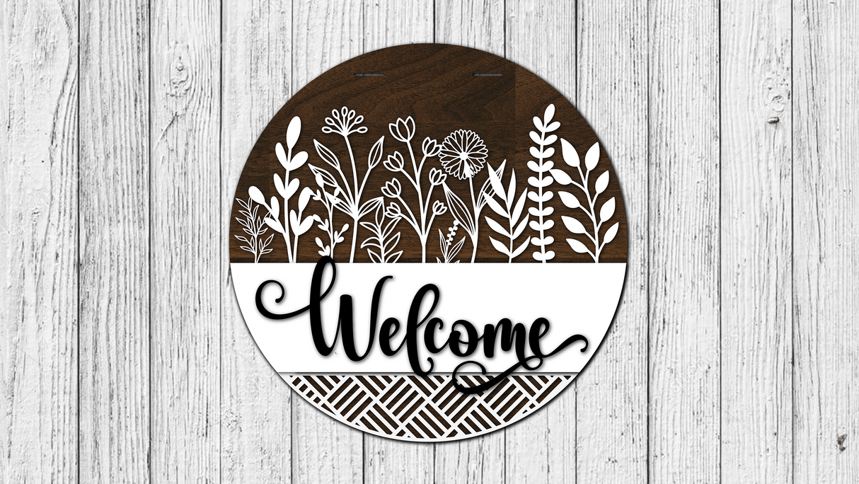 Welcome Interchangeable Top and Bottom Door Hanger - Finished