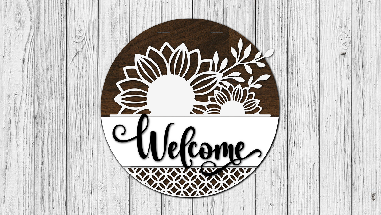 Welcome Interchangeable Top and Bottom Door Hanger - Finished