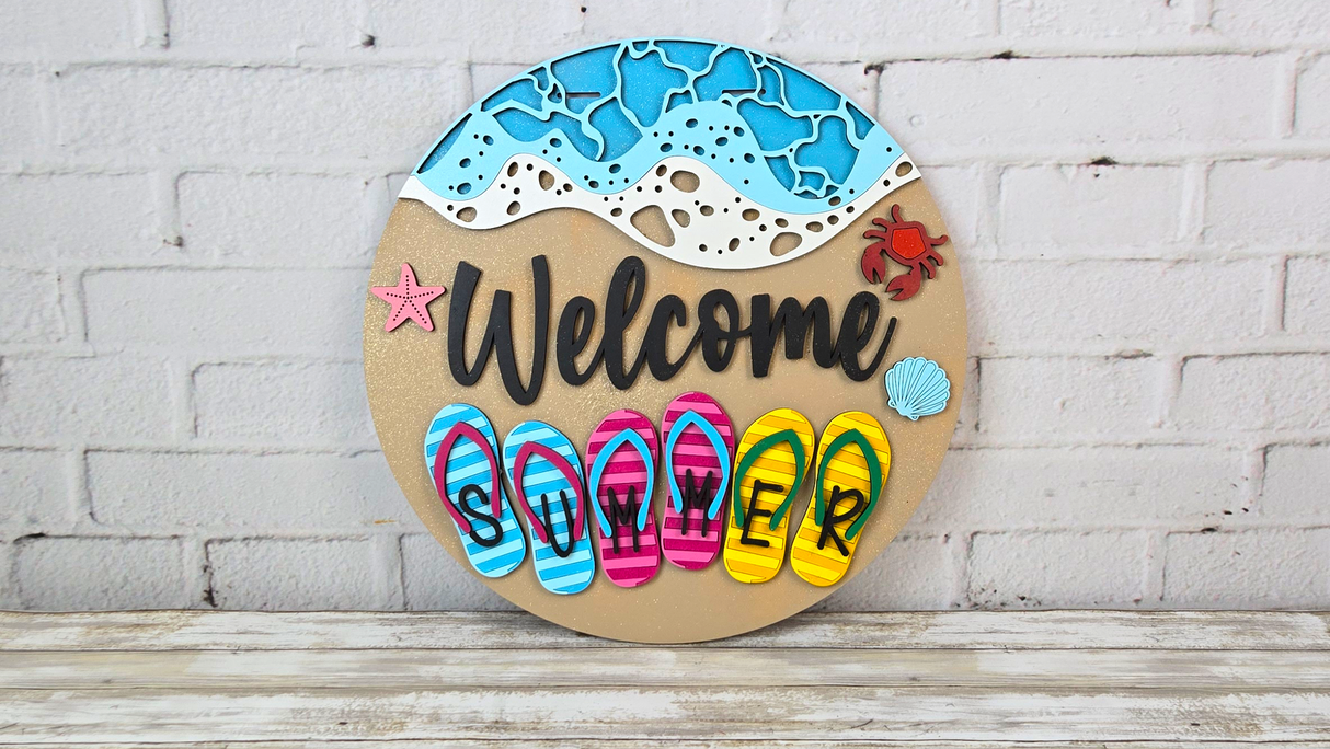 Welcome SUMMER Beach Flip Flops Door Hanger