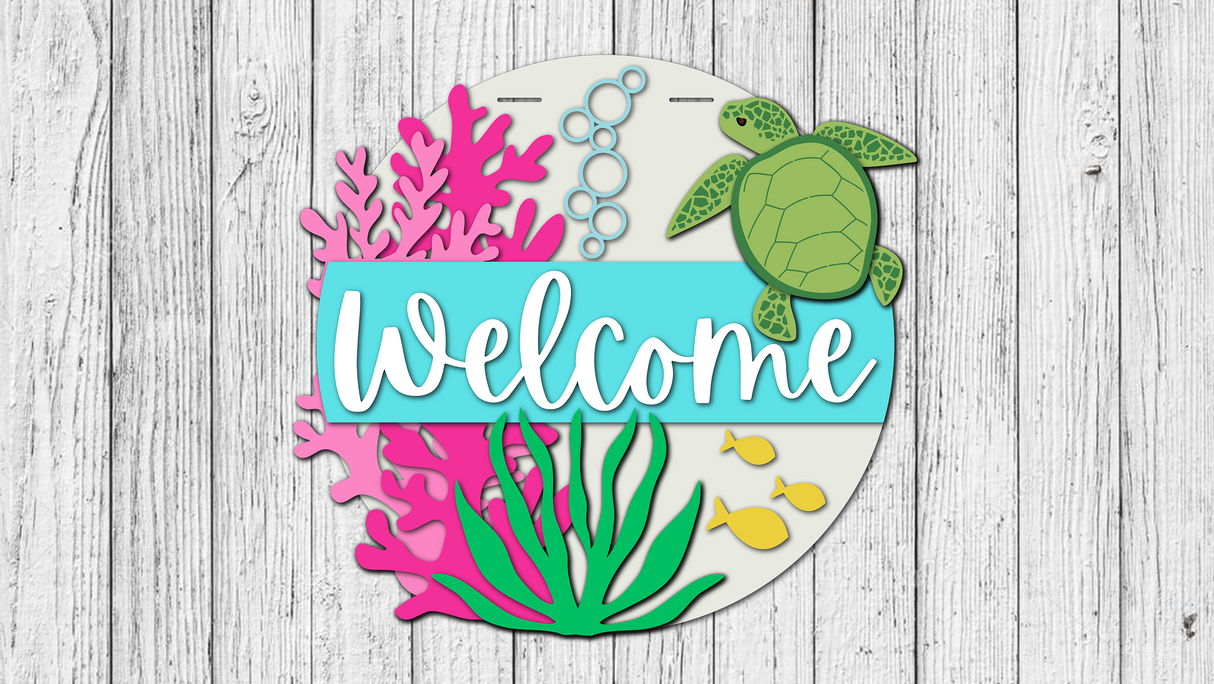 Welcome Sea Turtle Door Hanger SVG