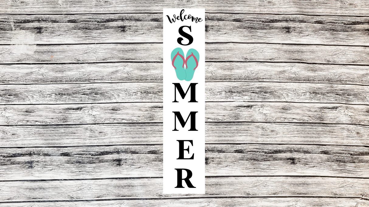 Welcome Summer FlipFlop vert Porch Leaner SVG