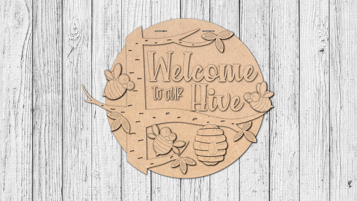 Welcome To Hive Bee Door Hanger - Lvl 3