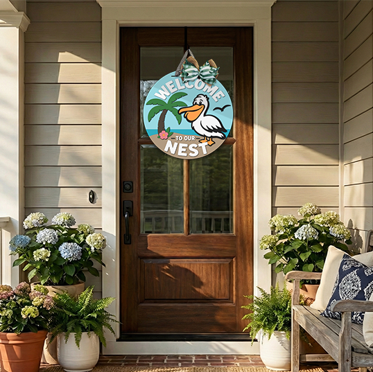 Welcome to our Nest Pelican Door Hanger - Finished