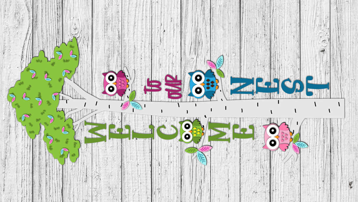 WELCOME to our NEST Owls Vertical Porch Sign SVG