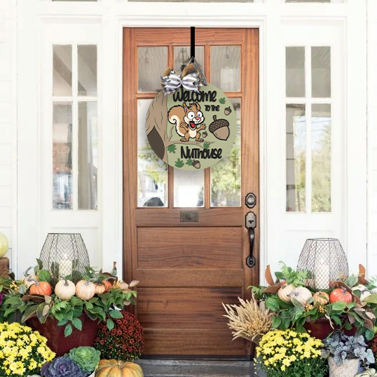 Welcome to the Nuthouse Squirrel Door Hanger - DIY Unfinished Kit - Lvl 2