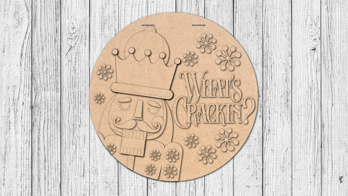 What's Crackin Nutcracker Door Hanger - DIY Unfinished Kit - Lvl 2