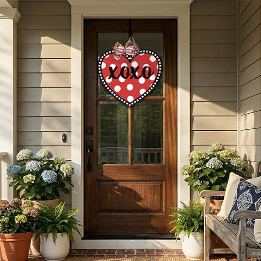 XOXO Polka Dot Heart Door Hanger - DIY Unfinished Kit - Lvl 1