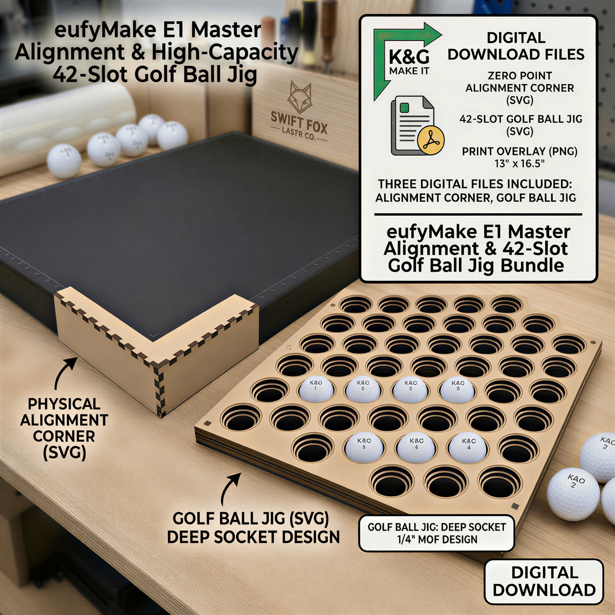 eufyMake E1 Deep Socket Golf Ball Jig and Zero Point Alignment SVG Bundle