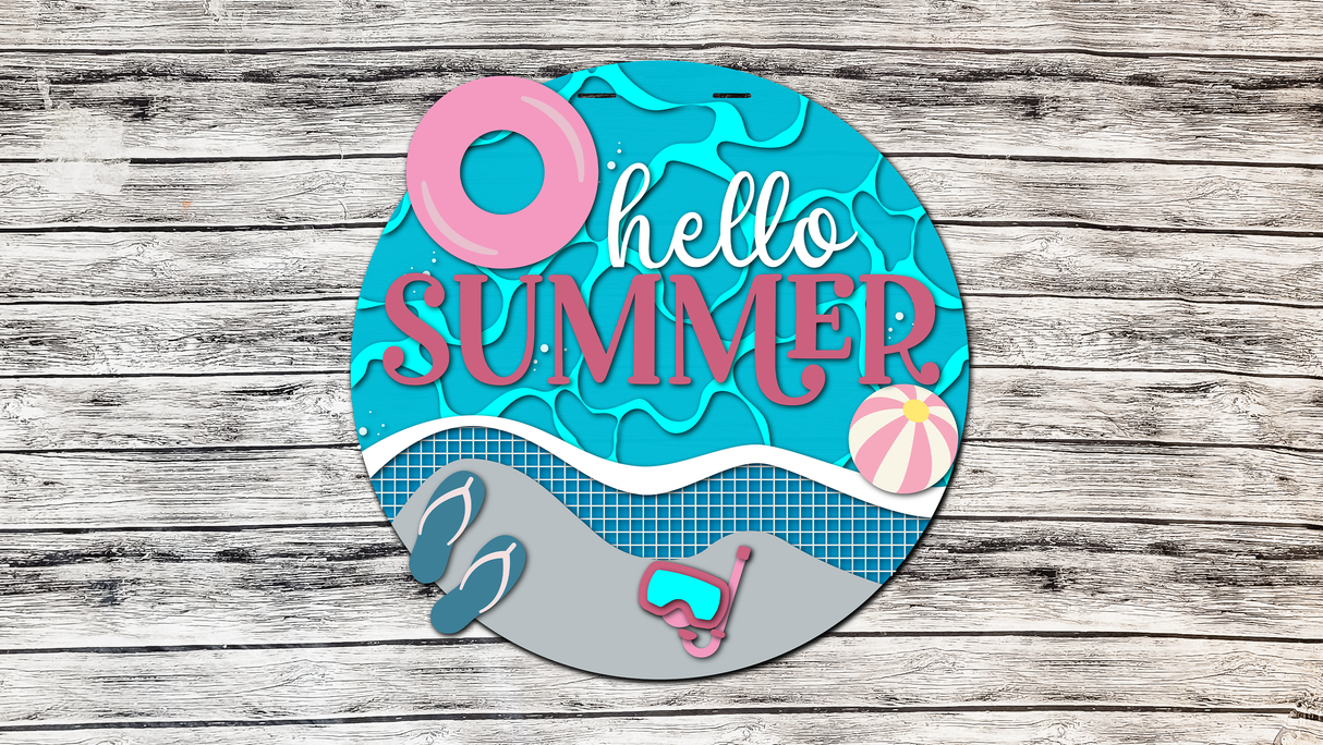 Hello Summer Pool Door Hanger - Lvl 2