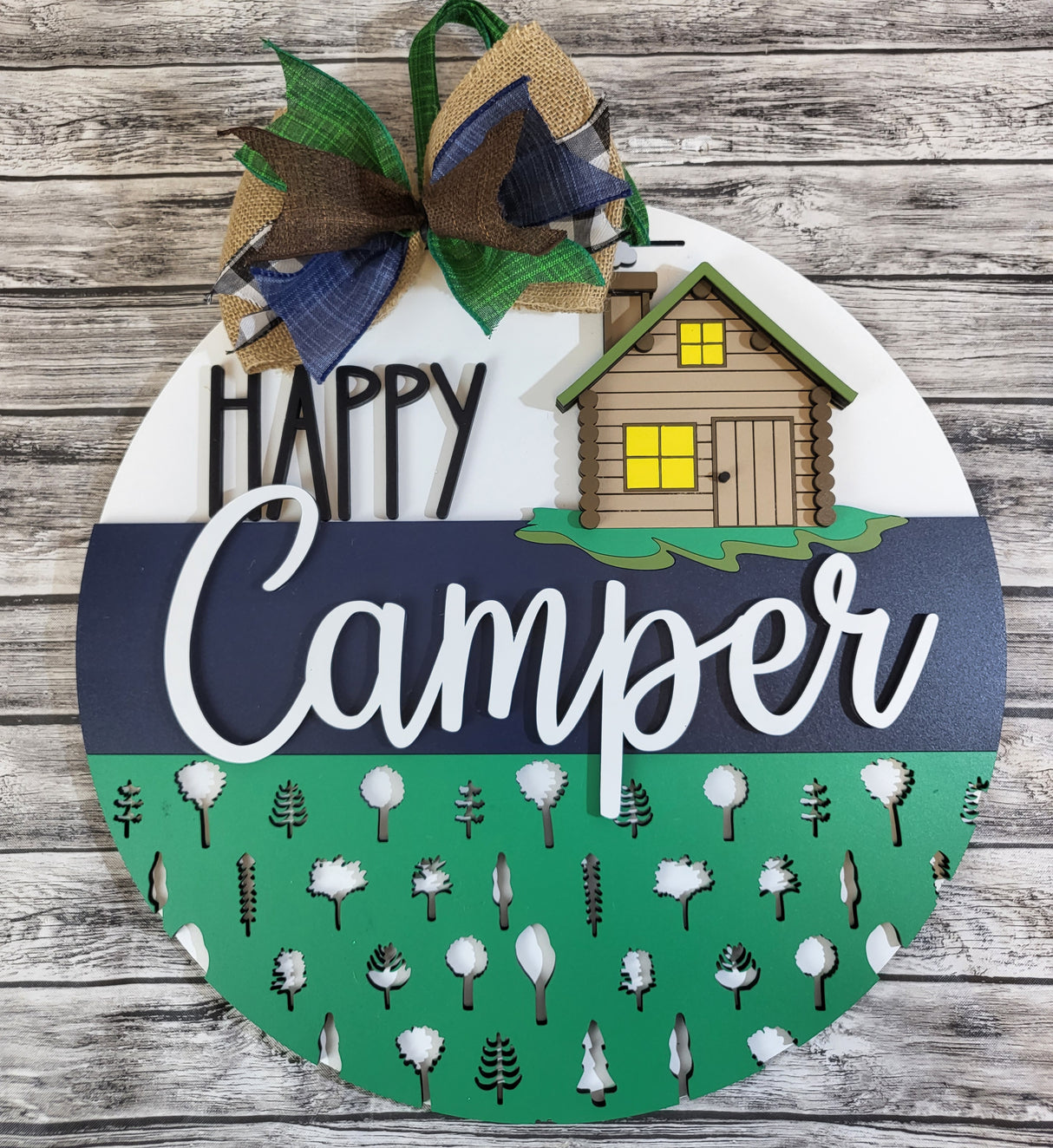 Happy Camper Cabin Door Hanger - Lvl 2