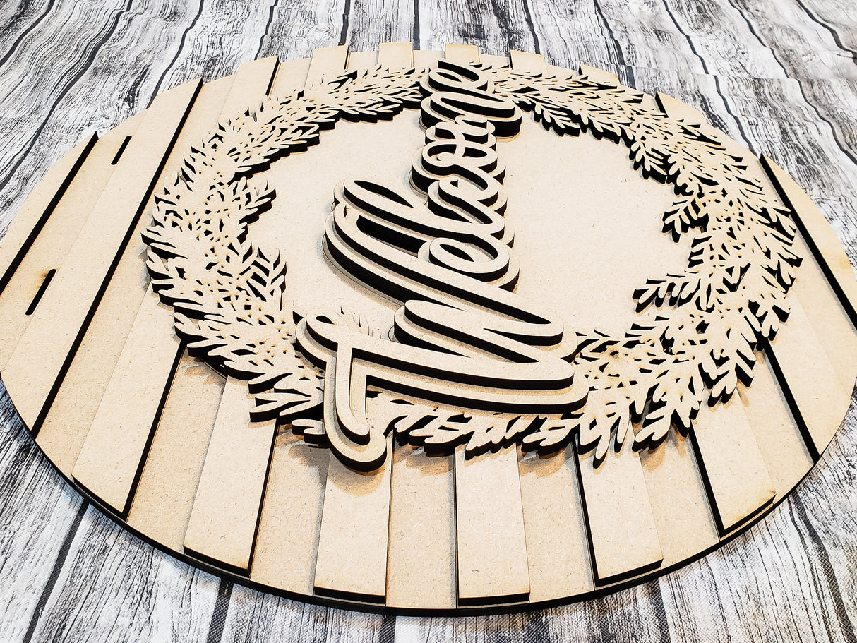 Welcome Wreath & Stripes Door Hanger - Lvl 1