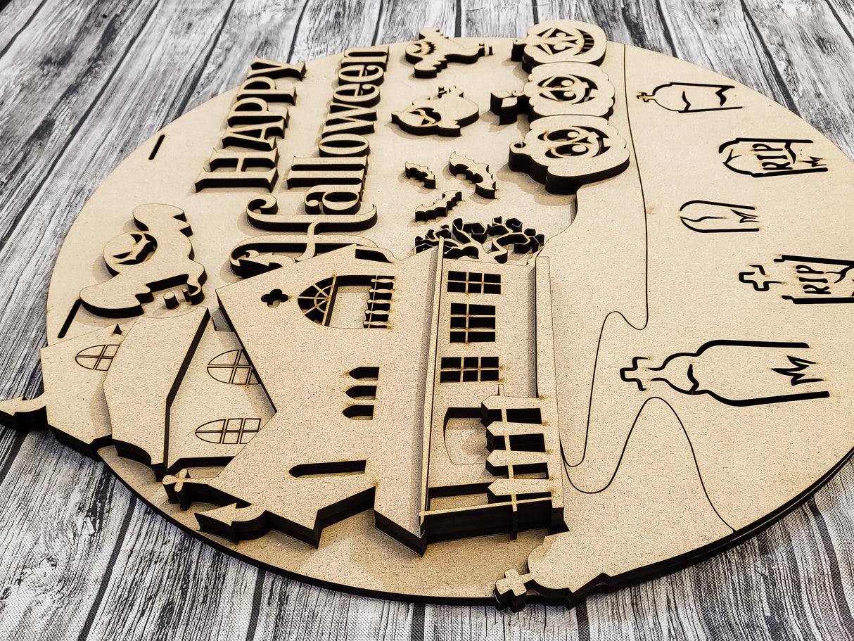 Happy Halloween Haunted Mansion DIY Unfinished Kit