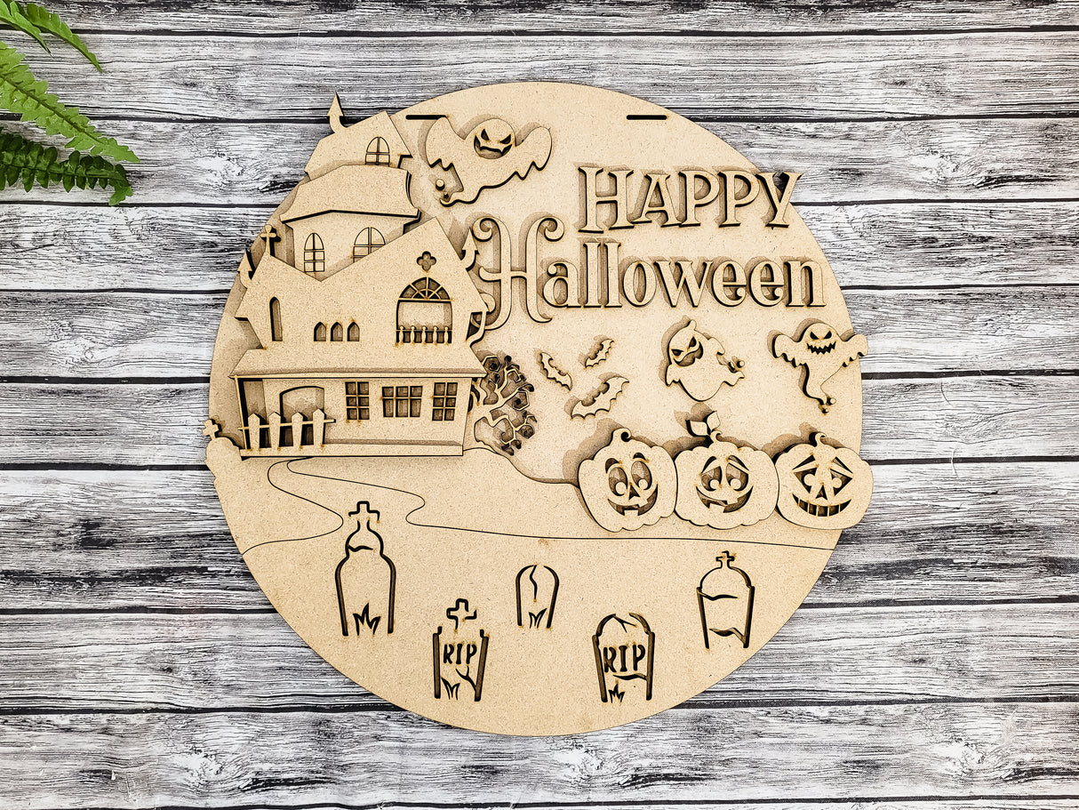 Happy Halloween Haunted Mansion DIY Unfinished Kit