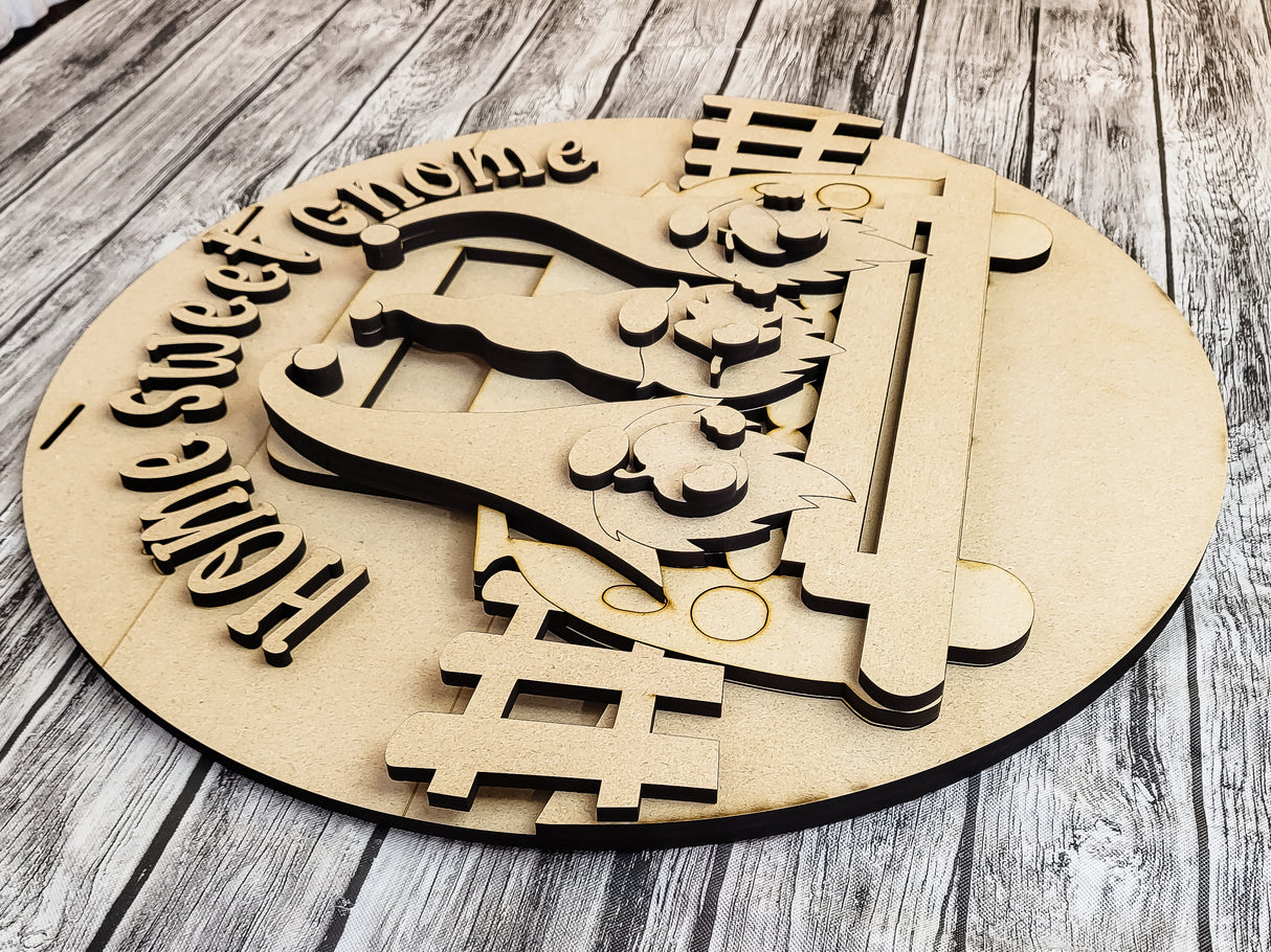 Home Sweet Gnome Truck Door Hanger DIY Unfinished Kit