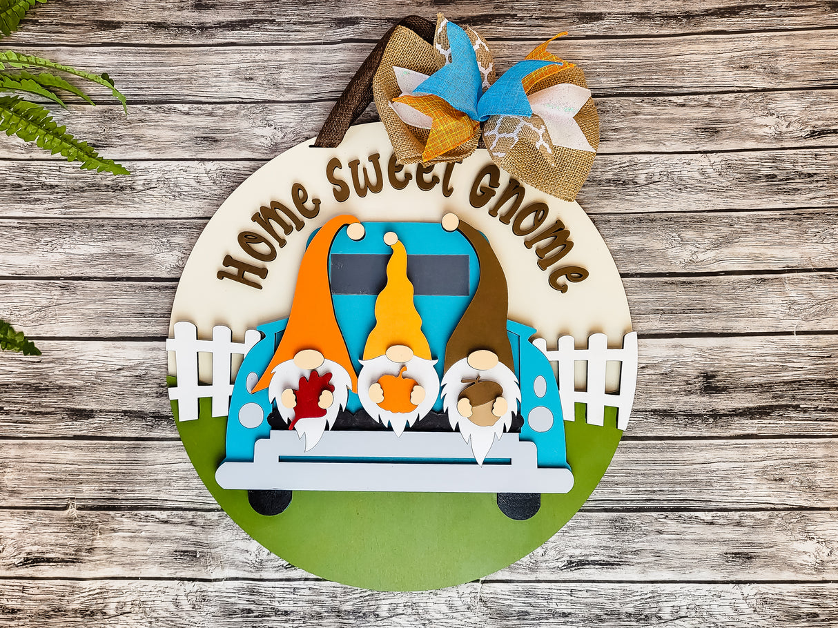Home Sweet Gnome Truck Door Hanger DIY Unfinished Kit