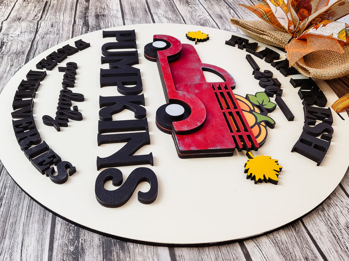 Farm Fresh Pumpkins Truck Door Hanger - Finished