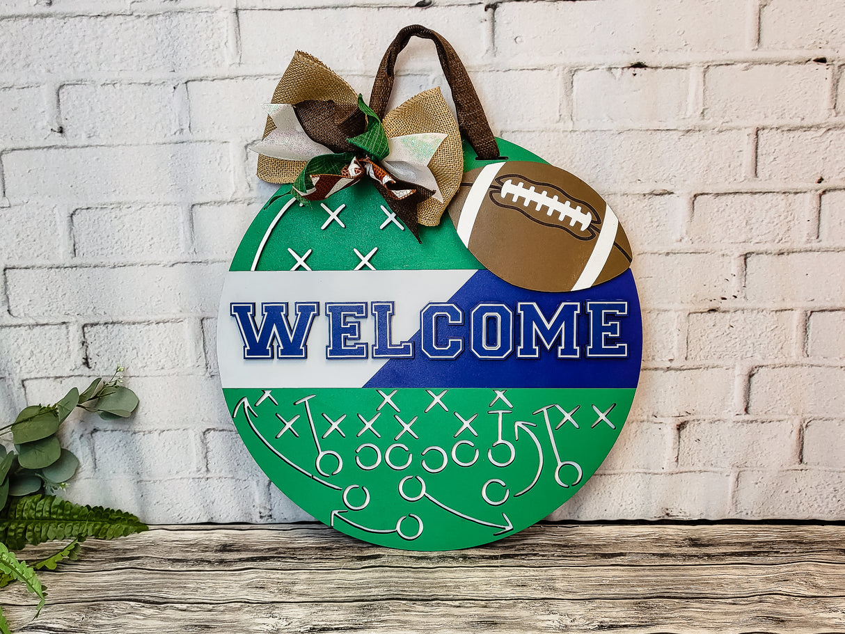 Welcome Football Play Door Hanger - Finished