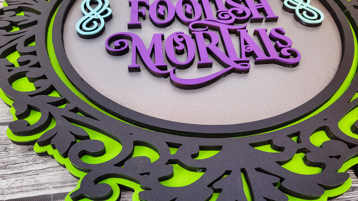 Welcome Foolish Mortals Haunted Mansion Mirror Door Hanger DIY Unfinished Kit