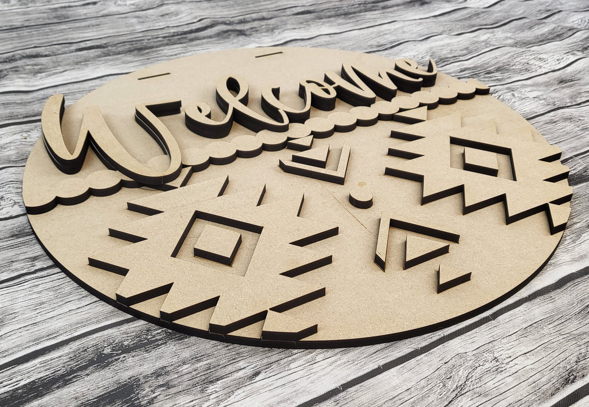 Welcome Aztec Door Hanger DIY Unfinished Kit