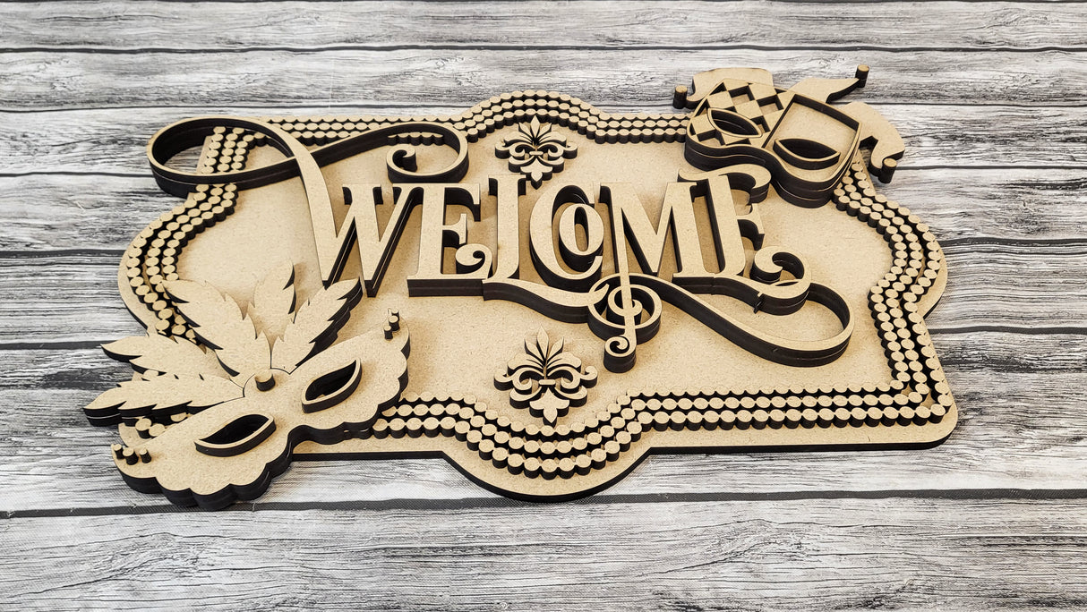 Welcome Mardi Gras Door Hanger - Lvl 2