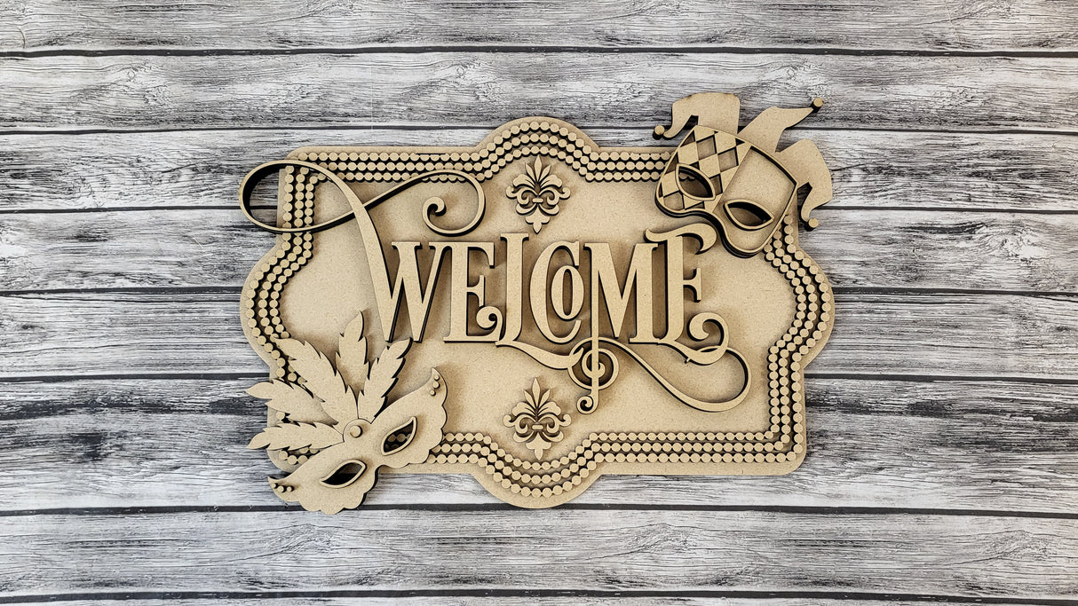 Welcome Mardi Gras Door Hanger - Lvl 2