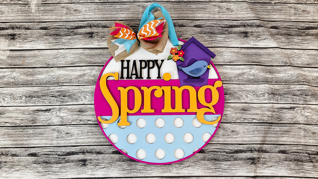 HAPPY Spring Bird House Door Hanger - Lvl 1