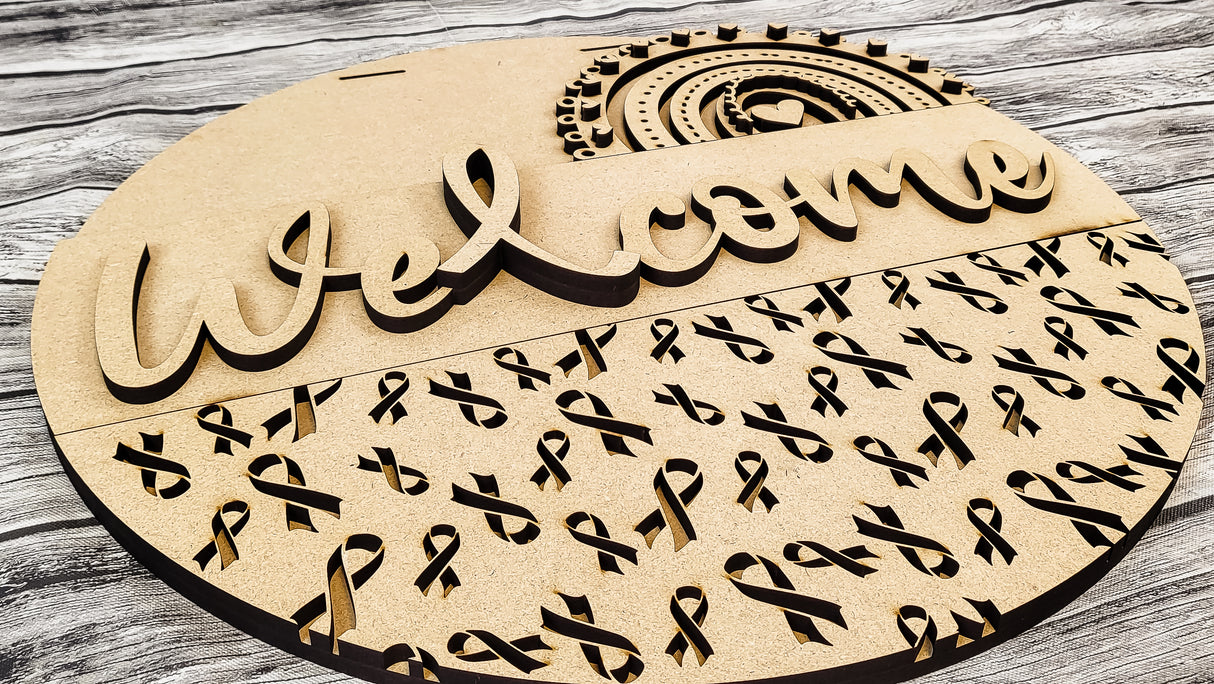 Breast Cancer Awareness Ribbons and Rainbow Door Hanger - Lvl 2