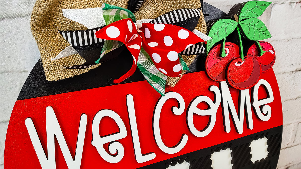 Welcome Cherries Door Hanger DIY Unfinished Kit