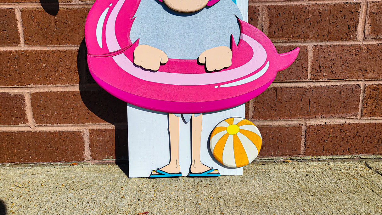 Summer Vibes Gnome with Floaty Vertical Porch Leaner SVG