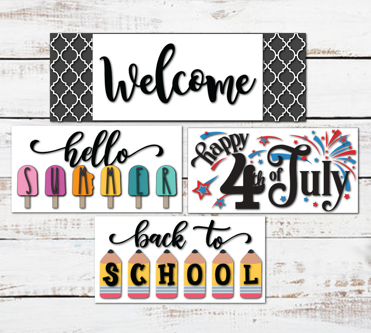 DIY Hanging Flower Hanger Interchangeable Welcome Sign SVG