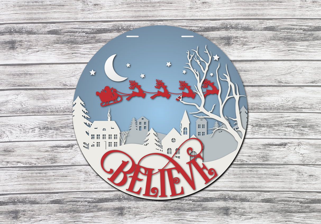 Believe Winter Nightscape Door Hanger - Lvl 2