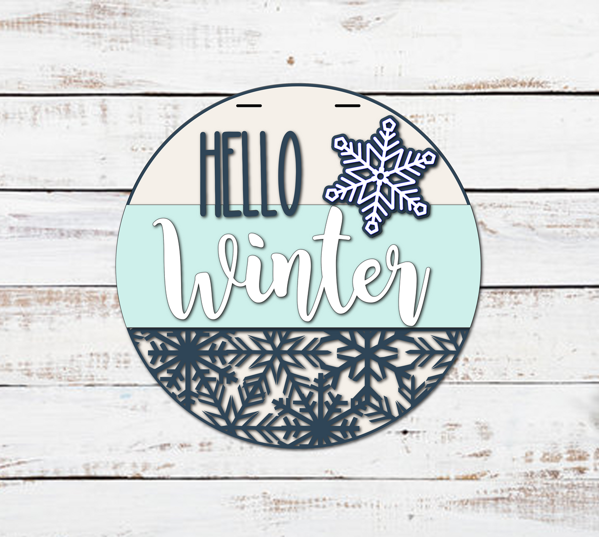 HELLO Winter Snowflake Door Hanger SVG