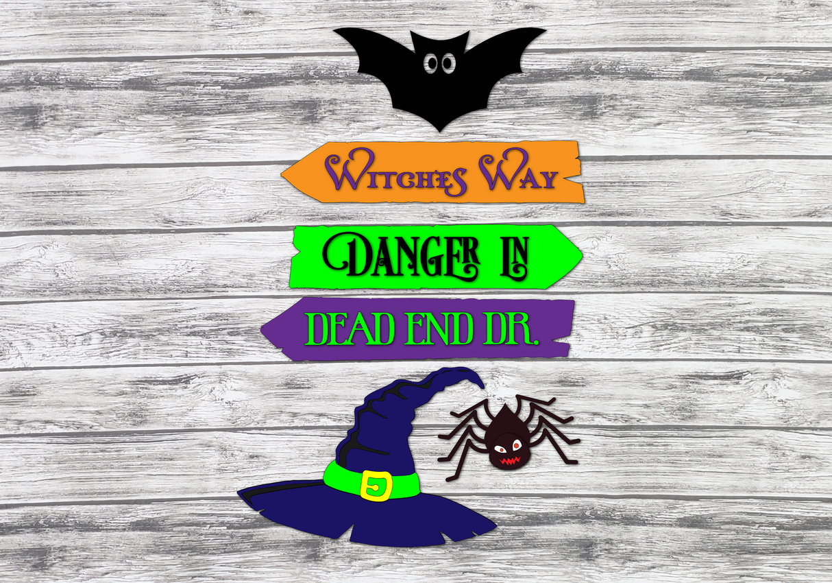 Witches Broom Standing Sign Post with Base SVG