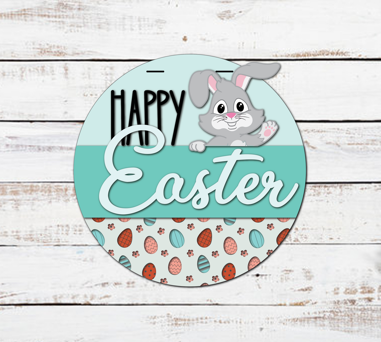 Happy Easter Waving Bunny Door Hanger - Lvl 2
