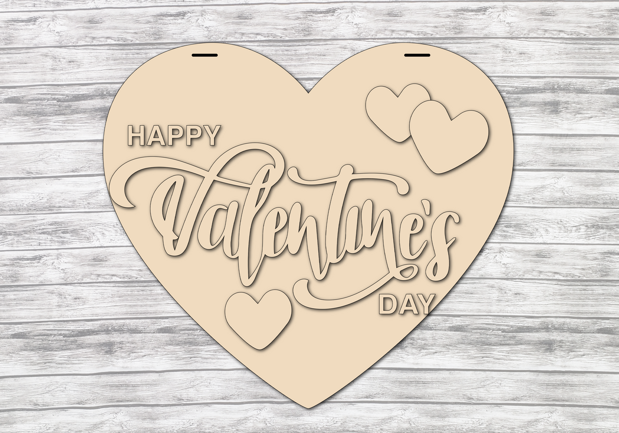 Happy Valentine's Day Heart Shaped Door Hanger Unfinished Kit