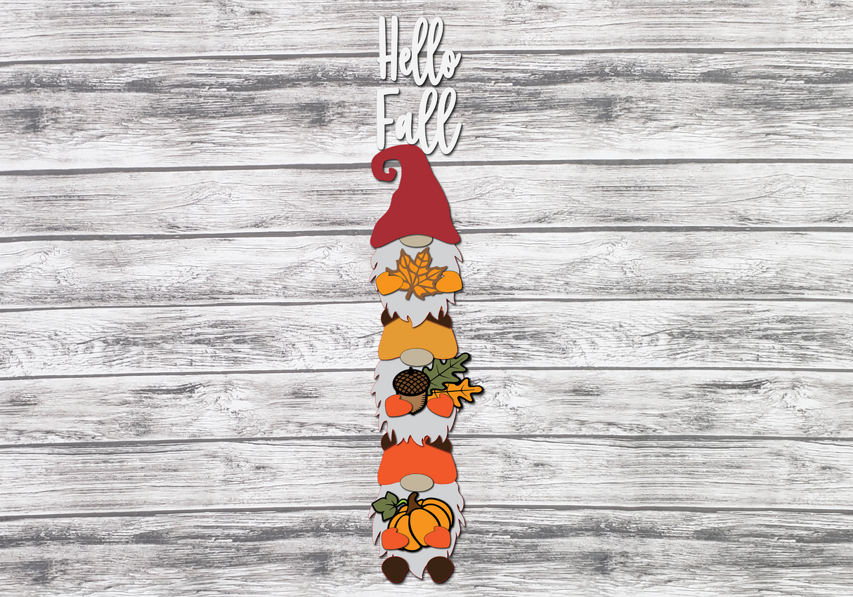 Hello Fall Gnome Vertical Porch Leaner SVG