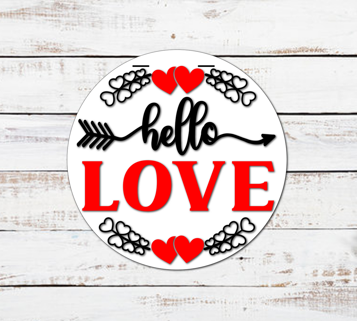 Hello LOVE Hearts and Twigs Door Hanger SVG