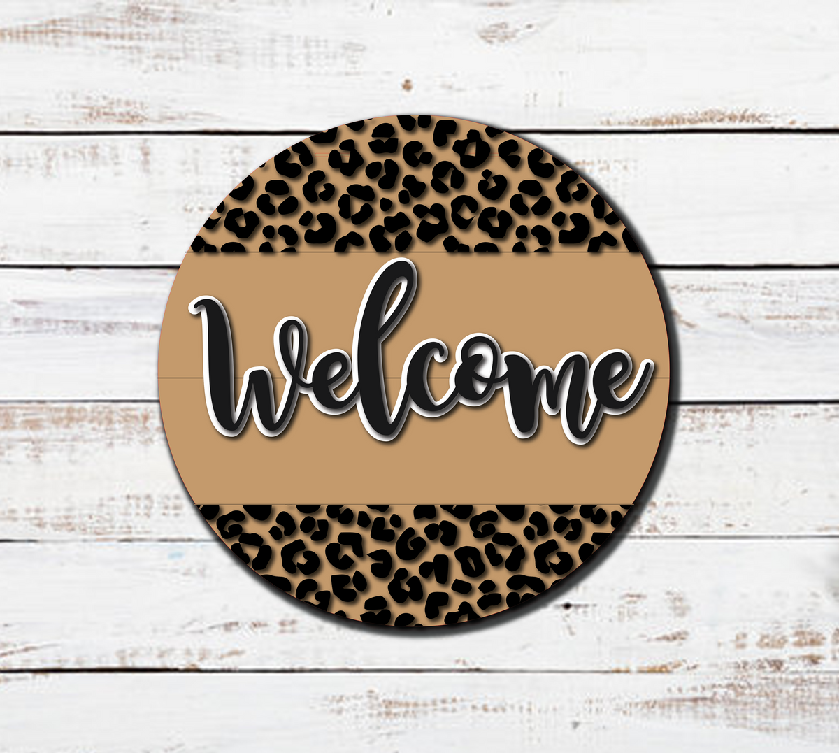 Cheetah Print Welcome-ish Floral Door Hanger