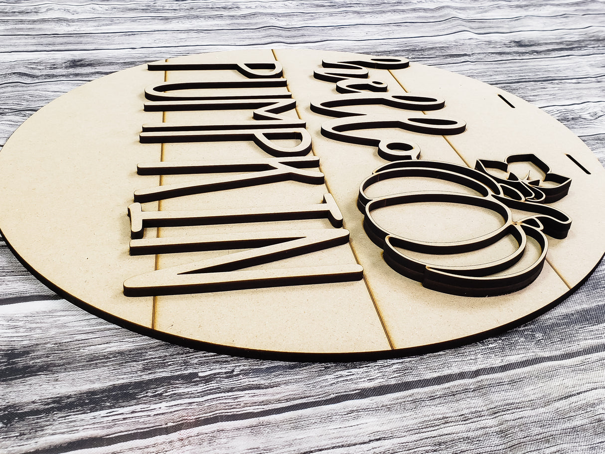 hello PUMPKIN 18inch Door Hanger Unfinished Kit