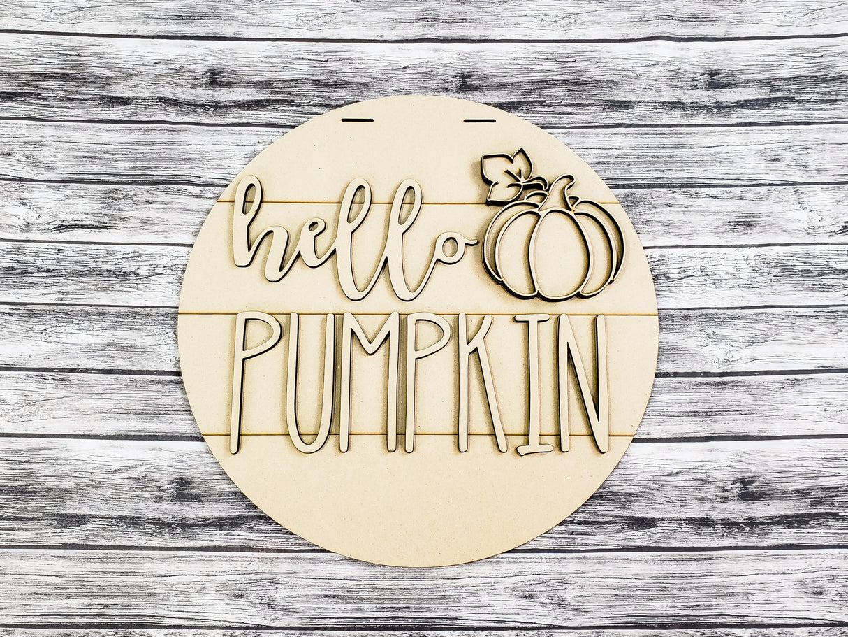 hello PUMPKIN 18inch Door Hanger Unfinished Kit