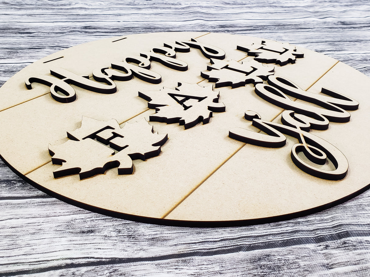 Happy FALL Y'all Leaves 18inch Door Hanger Unfinished Kit