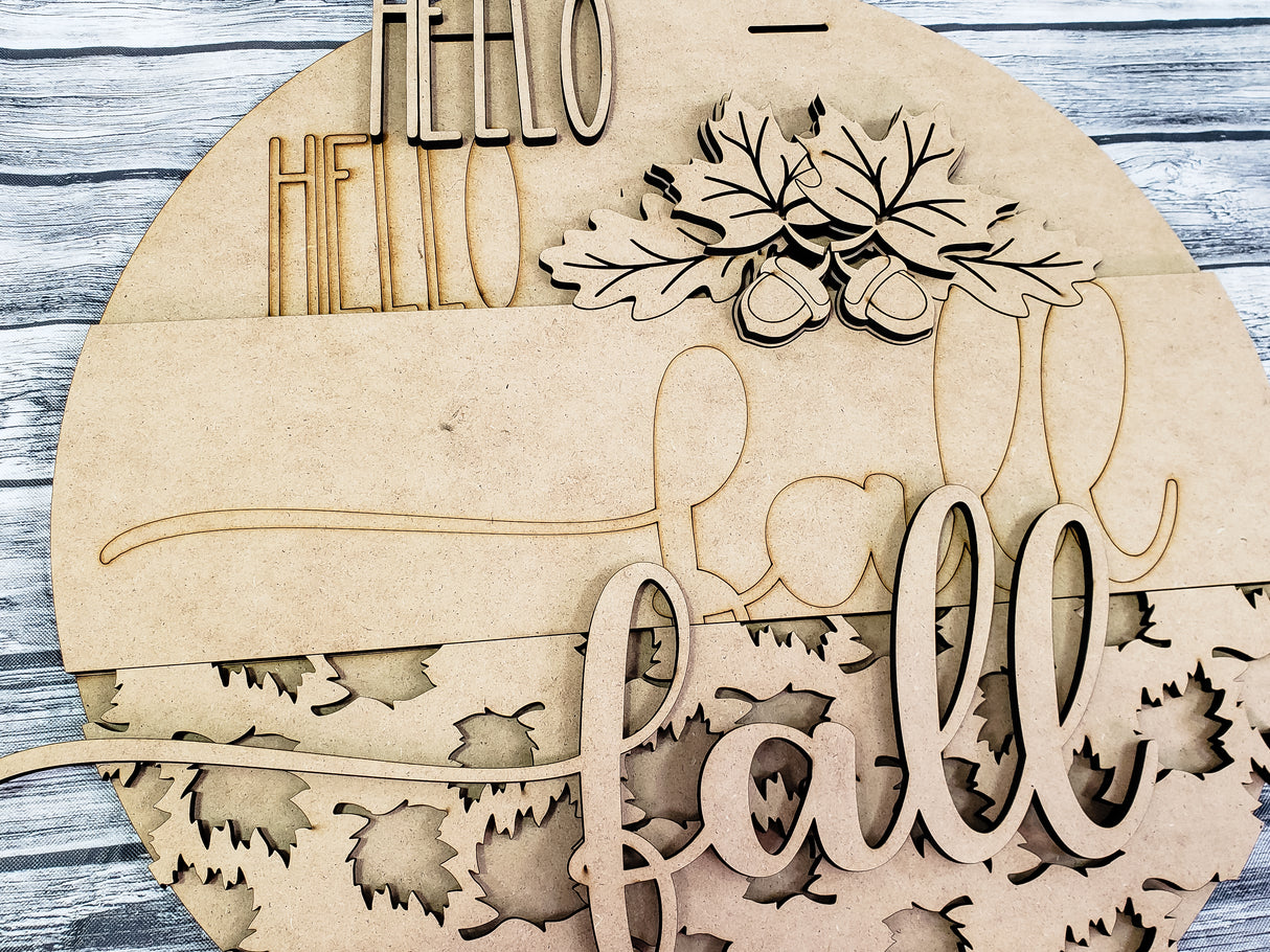 Hello Fall Leaves Door Hanger - LEVEL 2