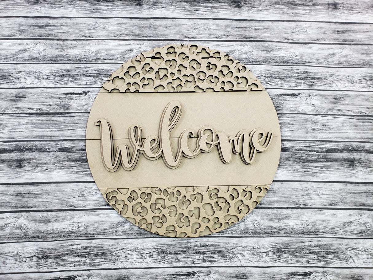 Welcome Leopard Print Split Door Hanger - Lvl 1